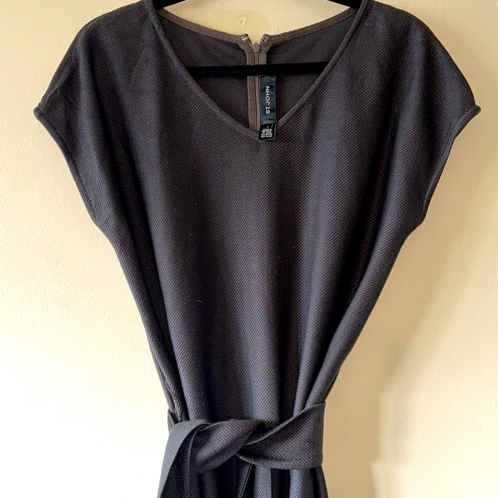 St. John Grey Dolman Sleeve Tie Front Dress